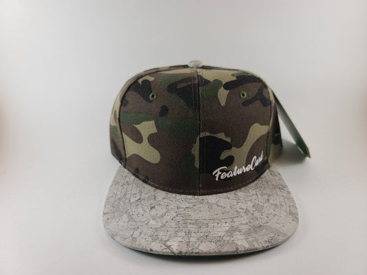 Hat Flat Brim Snapback - Camo and faux Wood